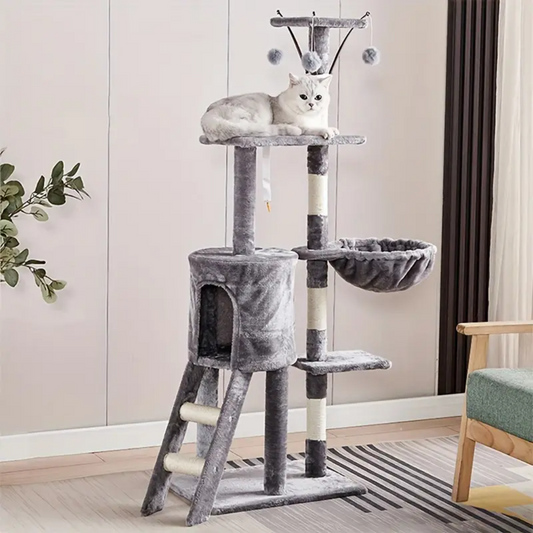 Purrrfection Palace Luxurious Grey Cat Tree - 138 cm