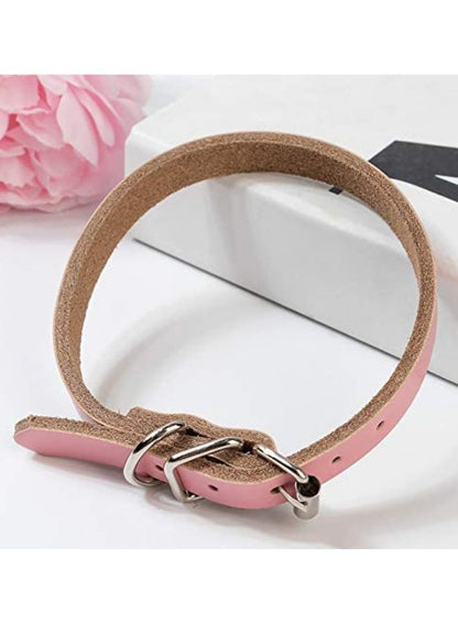 Heritage Collars - Raw Leather (XS, Pink)