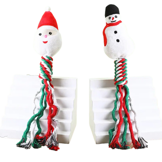Jolly Tug-of-War Set of 2 (Santa & Snowman, White)