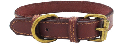 Mini Trendsetter: Genuine Leather Dog Collar (Brown, Small)