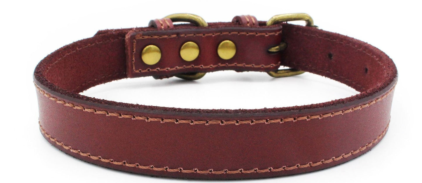 Mini Trendsetter: Genuine Leather Dog Collar (Brown, Small)